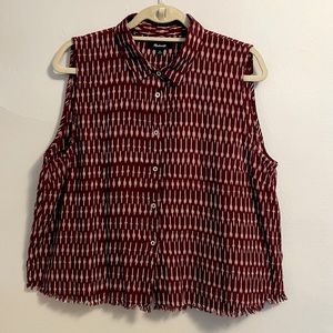 Madewell Cotton Ikat button down sleeveless crop top